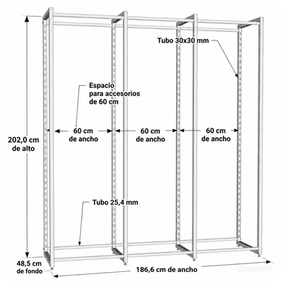 Closet Organizador Premium de 3 Módulos | Gran Capacidad 186 cm