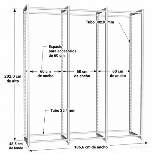 Closet Organizador Premium de 3 Módulos | Gran Capacidad 186 cm
